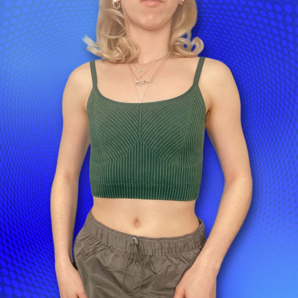 Aerie NWT crop top workout sports bra forest green, size S